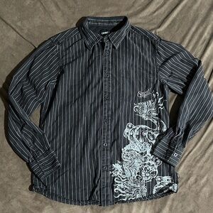 O'Neill Black and White Striped Men's Shirt Size Medium